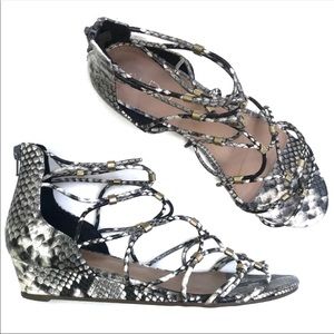 ALDO Snakeskin print laced wedge sandals size 8